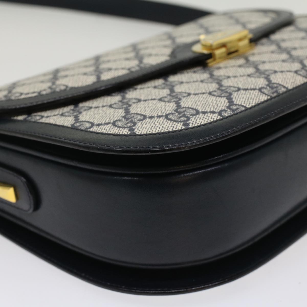 GUCCI GG Canvas Shoulder Bag PVC Leather Navy 50490