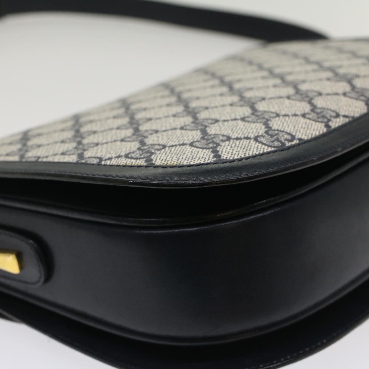 GUCCI GG Canvas Shoulder Bag PVC Leather Navy 50490
