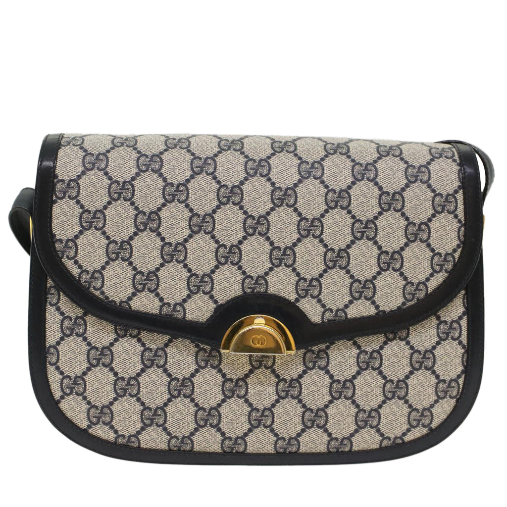 GUCCI GG Canvas Shoulder Bag PVC Leather Navy 50490