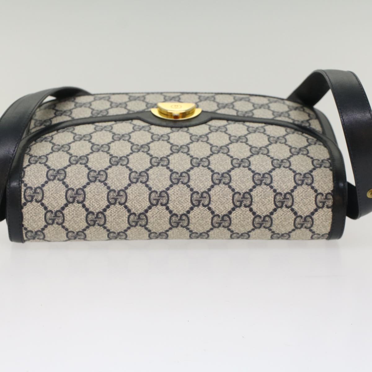 GUCCI GG Canvas Shoulder Bag PVC Leather Navy 50490