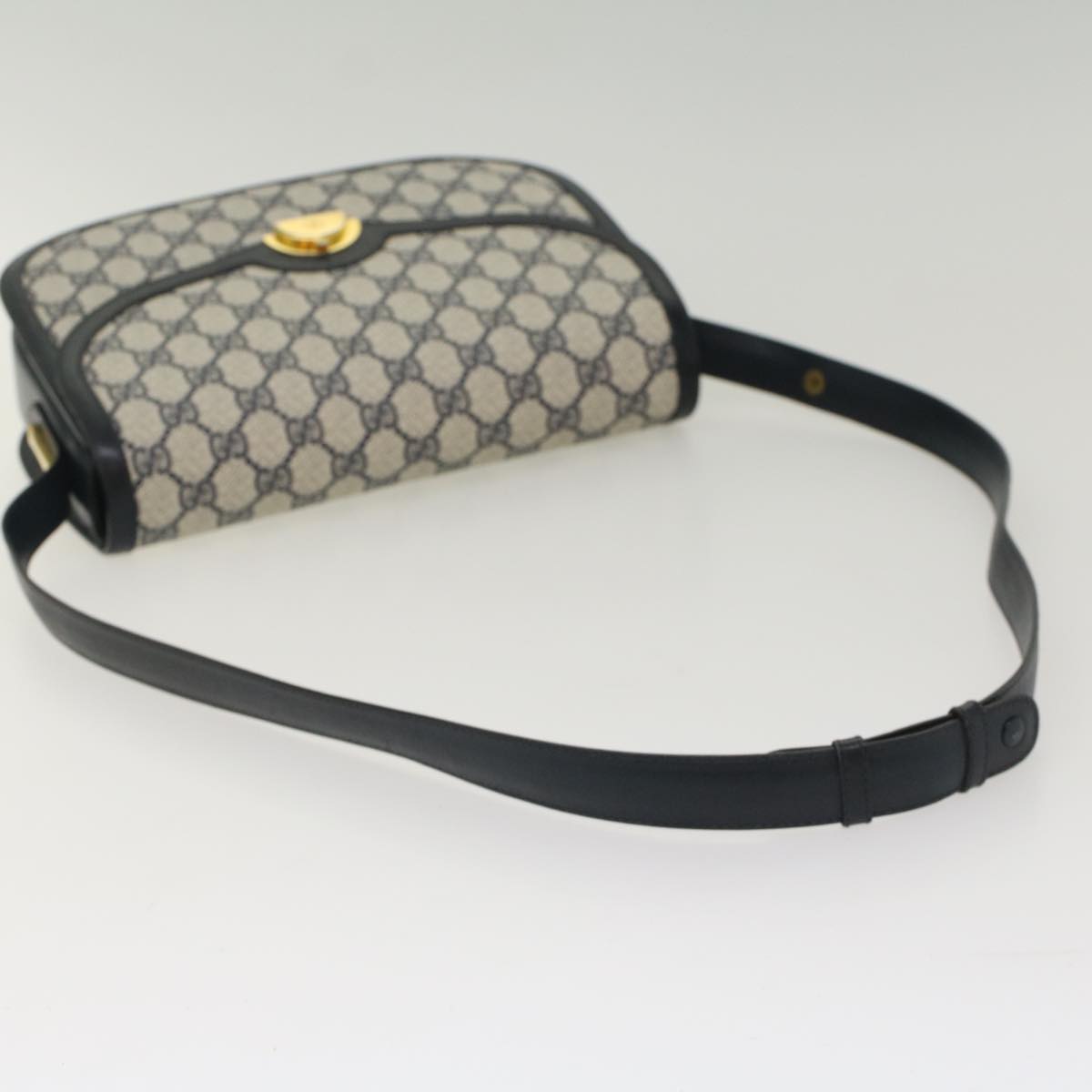 GUCCI GG Canvas Shoulder Bag PVC Leather Navy 50490