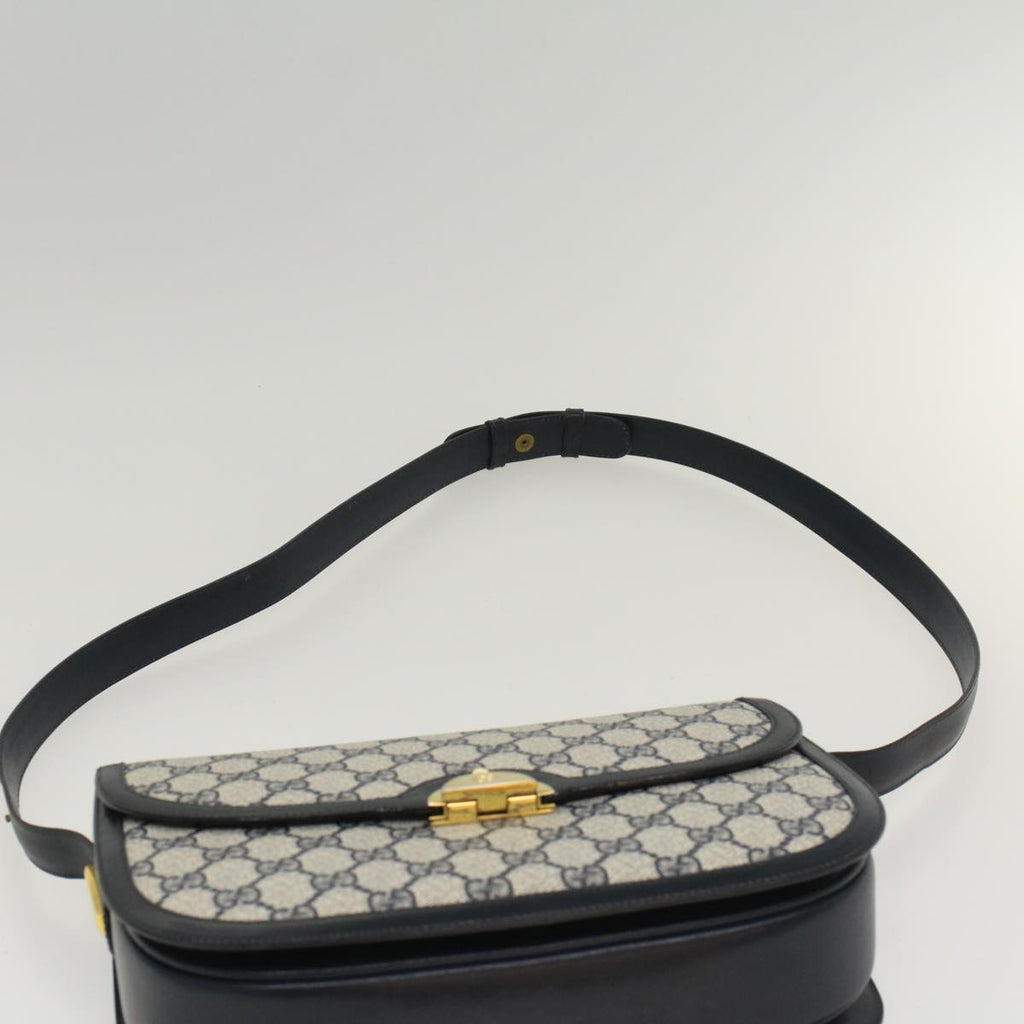 GUCCI GG Canvas Shoulder Bag PVC Leather Navy 50490