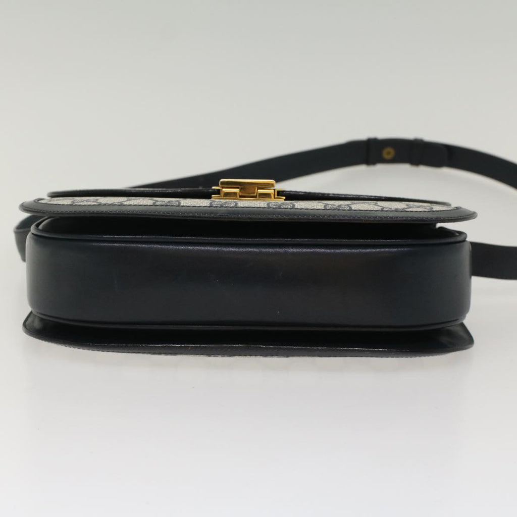 GUCCI GG Canvas Shoulder Bag PVC Leather Navy 50490