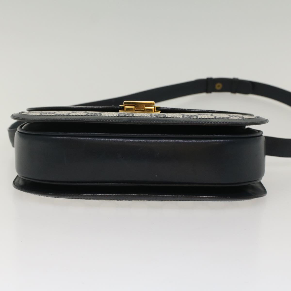 GUCCI GG Canvas Shoulder Bag PVC Leather Navy 50490