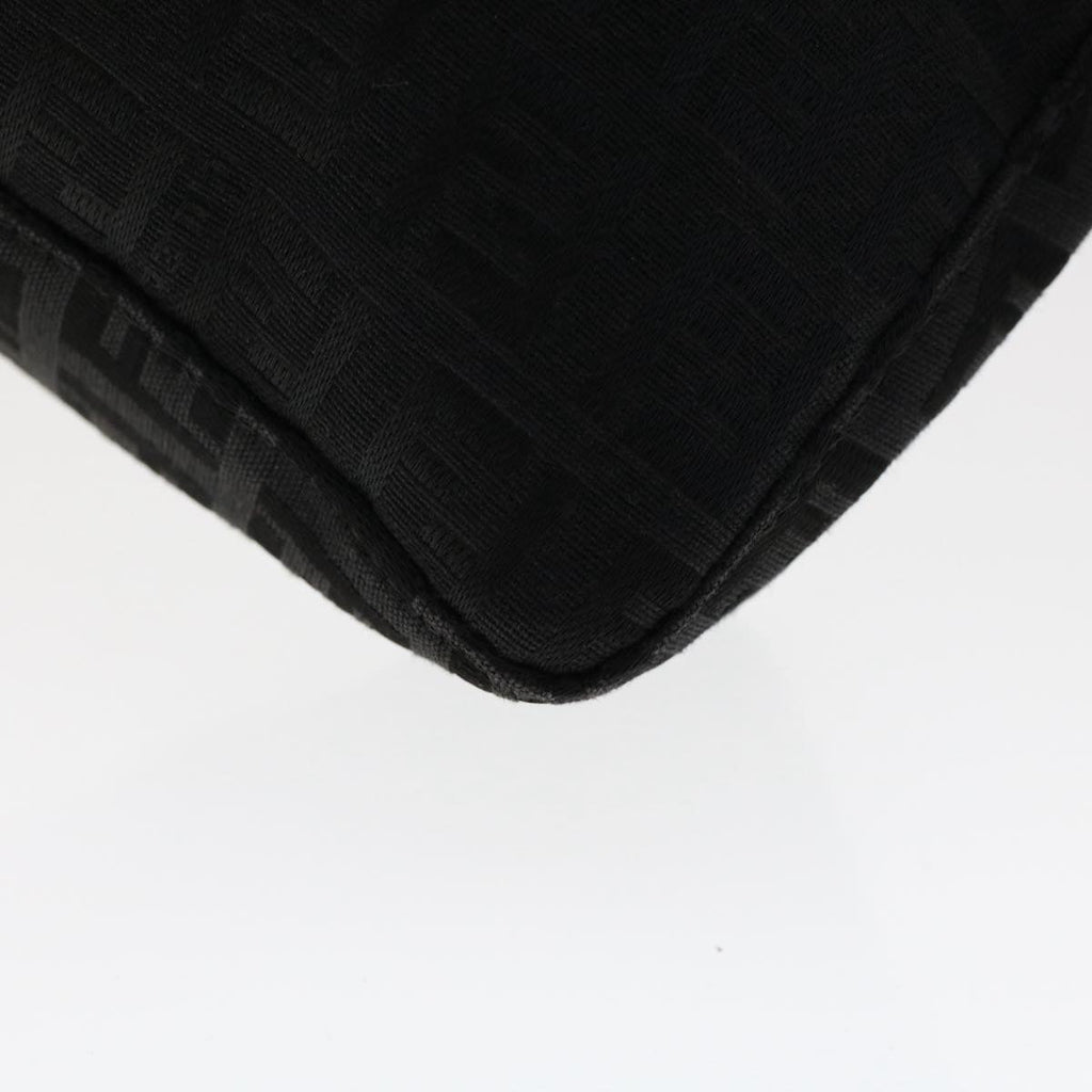 FENDI Zucchino Canvas Shoulder Bag Black 50499