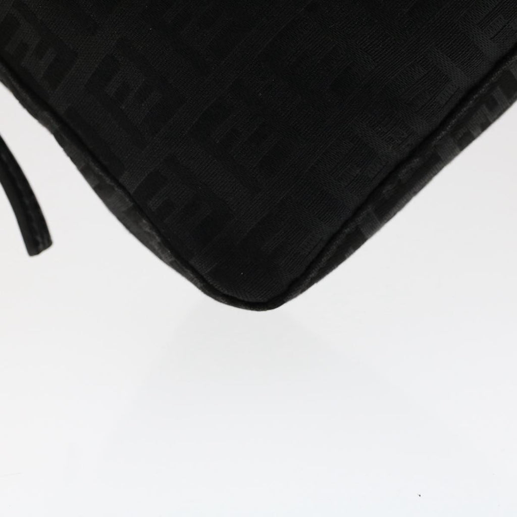 FENDI Zucchino Canvas Shoulder Bag Black 50499