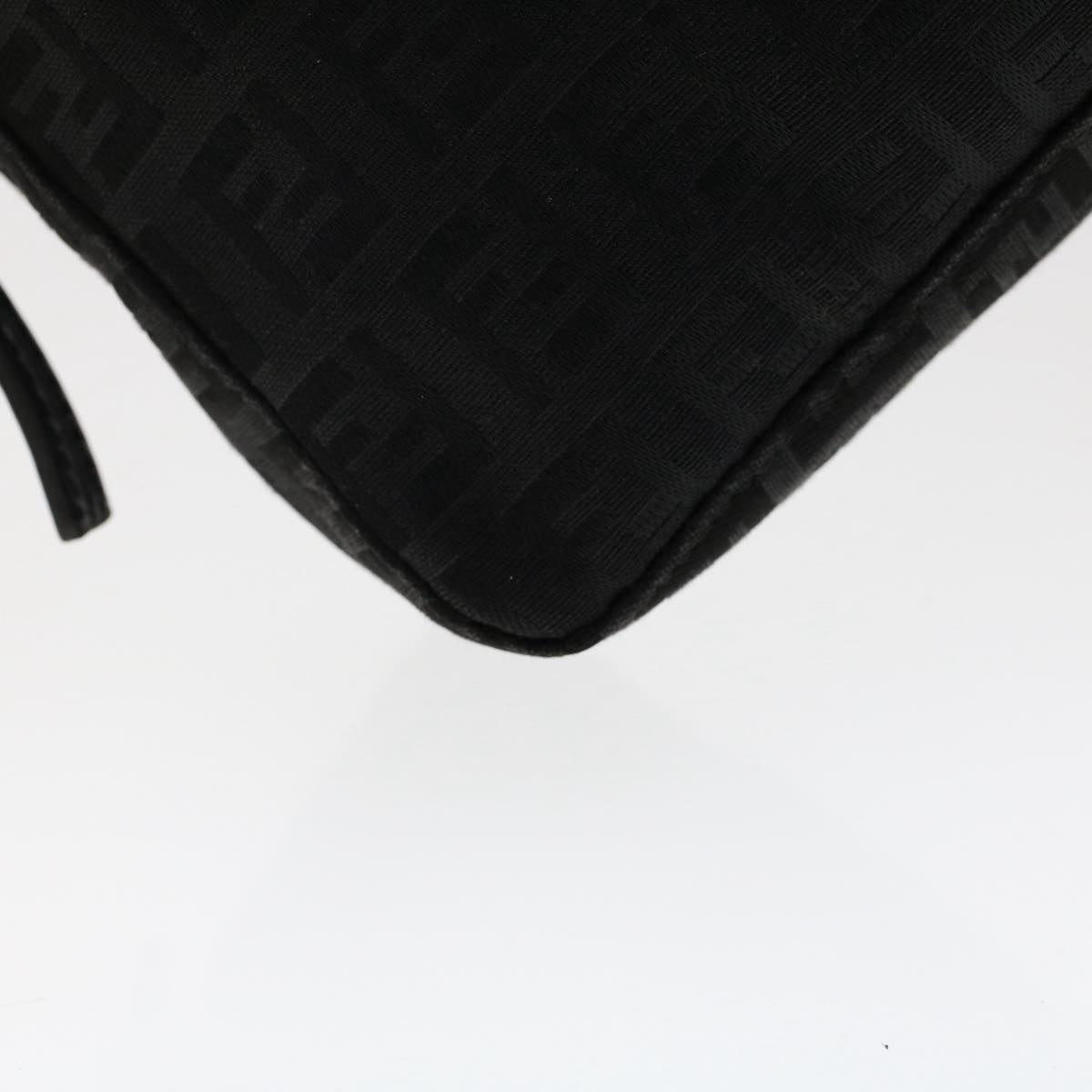 FENDI Zucchino Canvas Shoulder Bag Black 50499