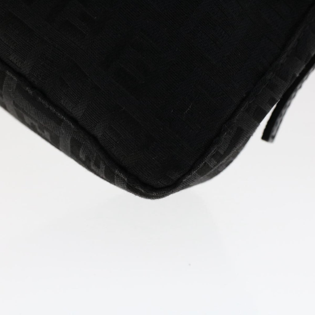 FENDI Zucchino Canvas Shoulder Bag Black 50499
