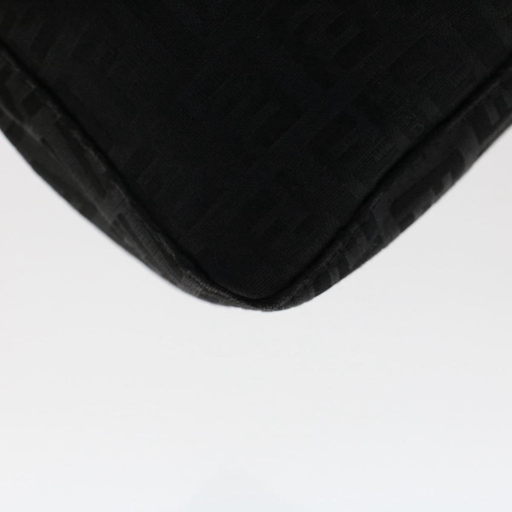 FENDI Zucchino Canvas Shoulder Bag Black 50499