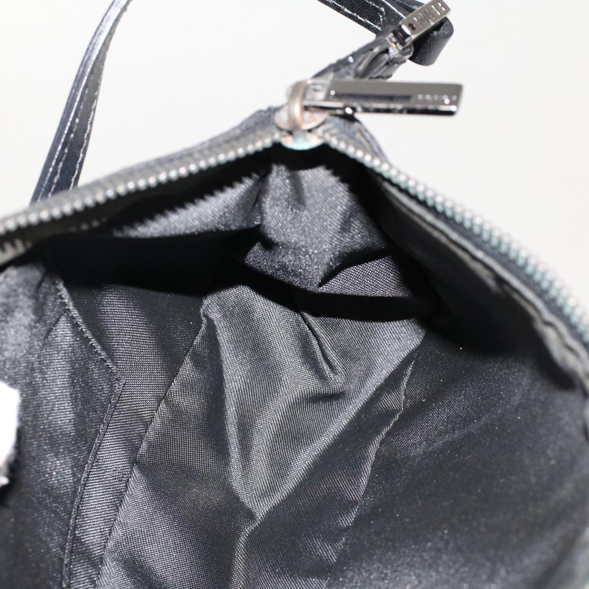 FENDI Zucchino Canvas Shoulder Bag Black 50499
