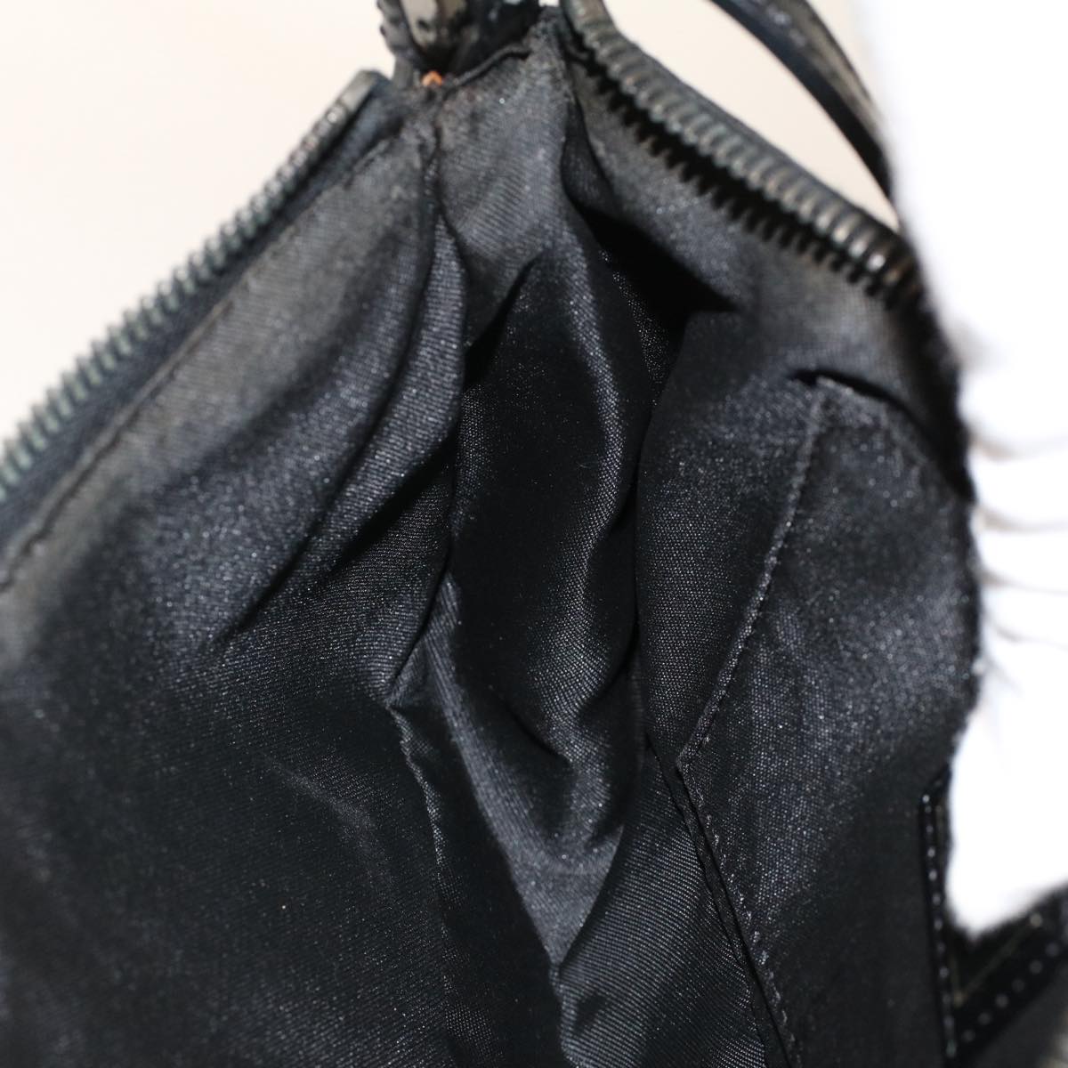 FENDI Zucchino Canvas Shoulder Bag Black 50499