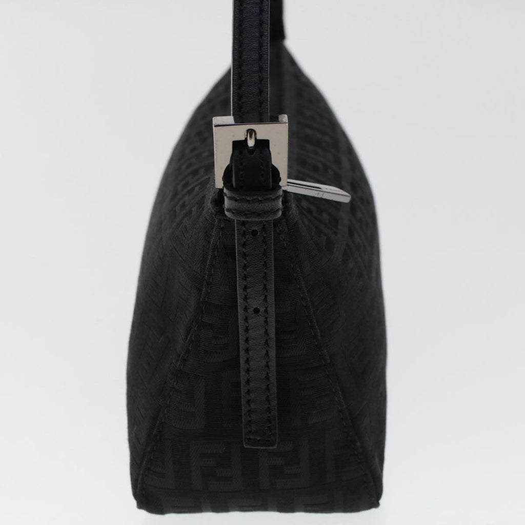 FENDI Zucchino Canvas Shoulder Bag Black 50499
