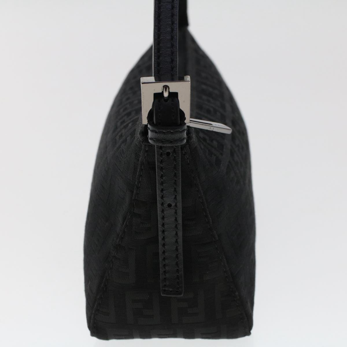 FENDI Zucchino Canvas Shoulder Bag Black 50499