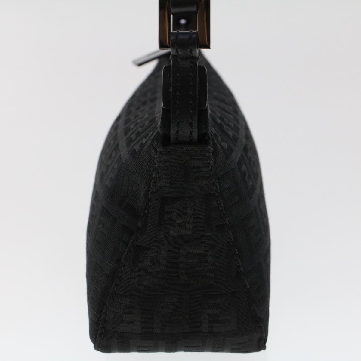 FENDI Zucchino Canvas Shoulder Bag Black 50499