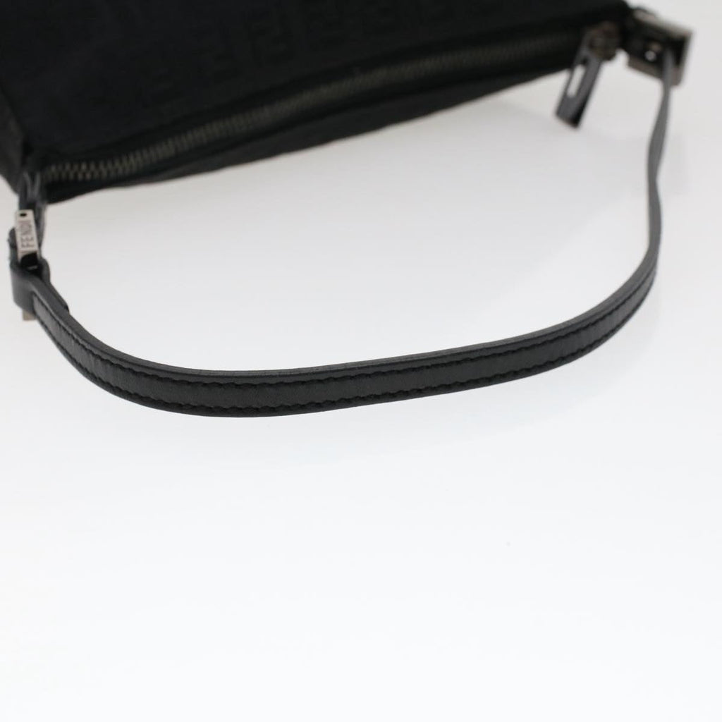 FENDI Zucchino Canvas Shoulder Bag Black 50499