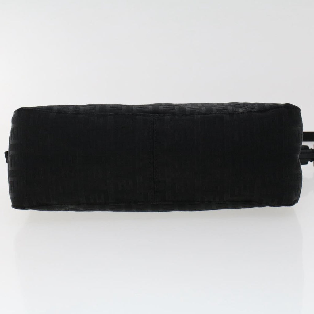 FENDI Zucchino Canvas Shoulder Bag Black 50499