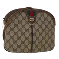 GUCCI GG Canvas Web Sherry Line Shoulder Bag PVC Leather Beige Red 50513