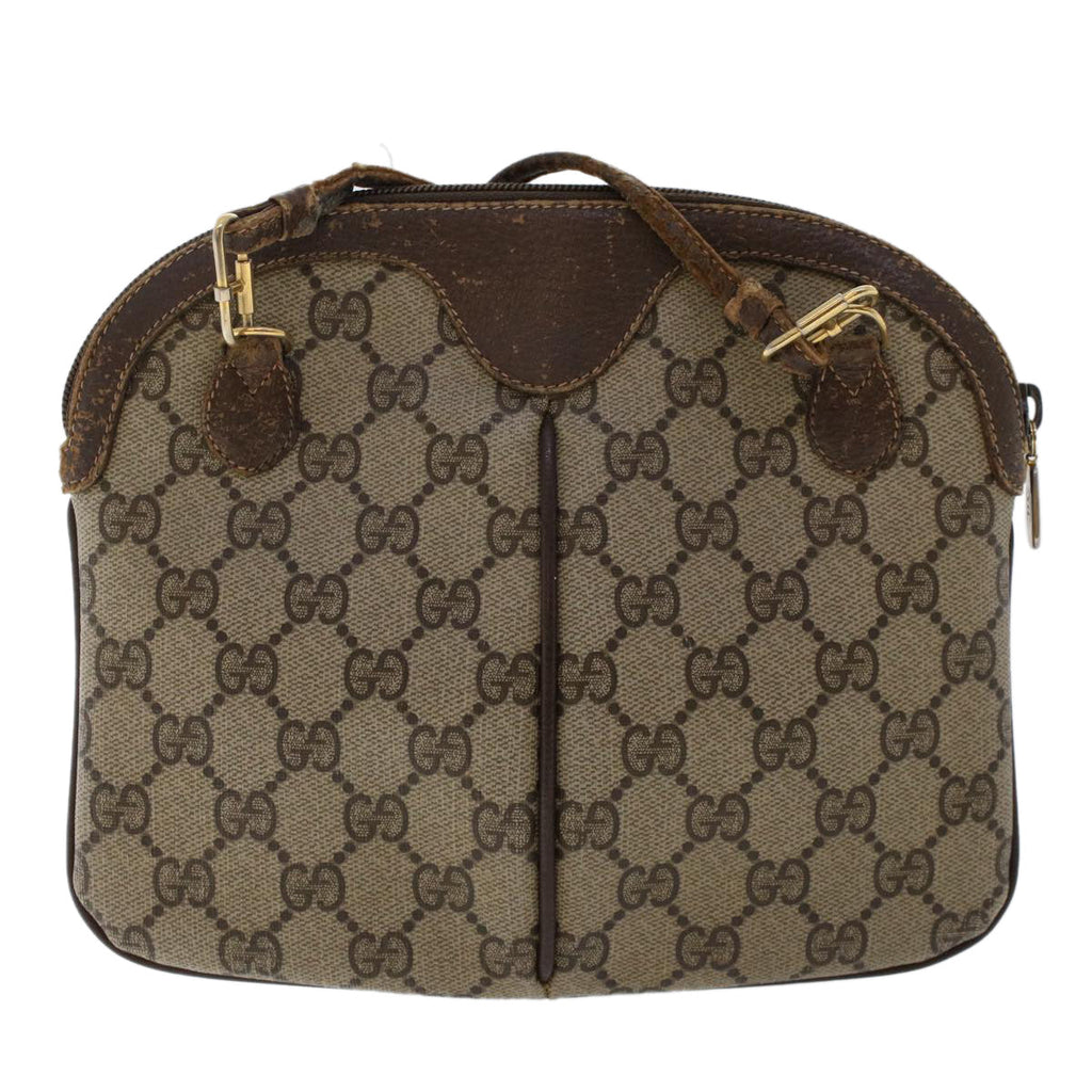 GUCCI GG Canvas Web Sherry Line Shoulder Bag PVC Leather Beige Red 50513