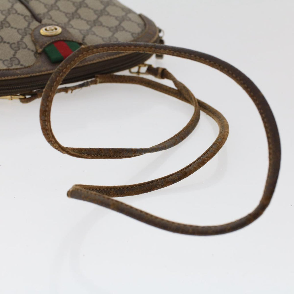 GUCCI GG Canvas Web Sherry Line Shoulder Bag PVC Leather Beige Red 50513