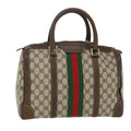GUCCI GG Canvas Web Sherry Line Boston Bag PVC Leather Beige Red 50517