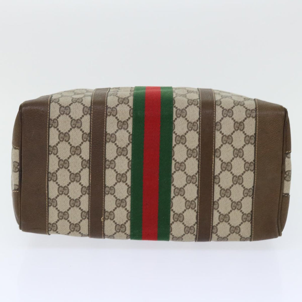 GUCCI GG Canvas Web Sherry Line Boston Bag PVC Leather Beige Red 50517
