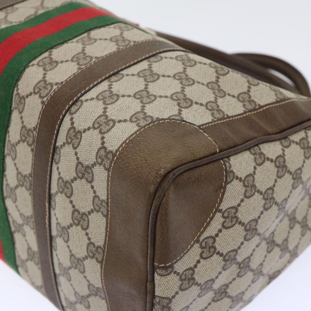 GUCCI GG Canvas Web Sherry Line Boston Bag PVC Leather Beige Red 50517