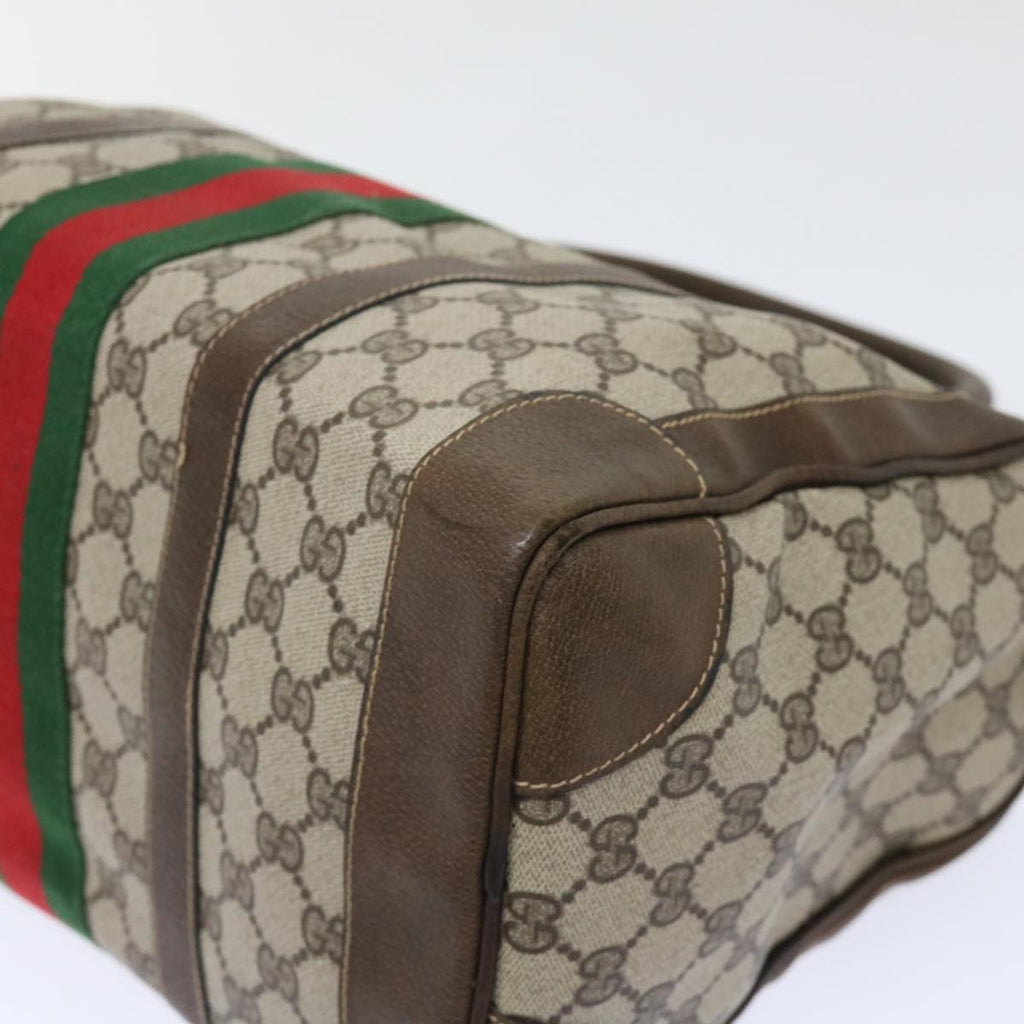 GUCCI GG Canvas Web Sherry Line Boston Bag PVC Leather Beige Red 50517