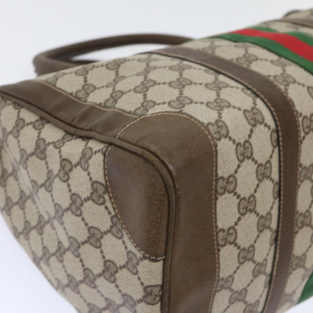 GUCCI GG Canvas Web Sherry Line Boston Bag PVC Leather Beige Red 50517