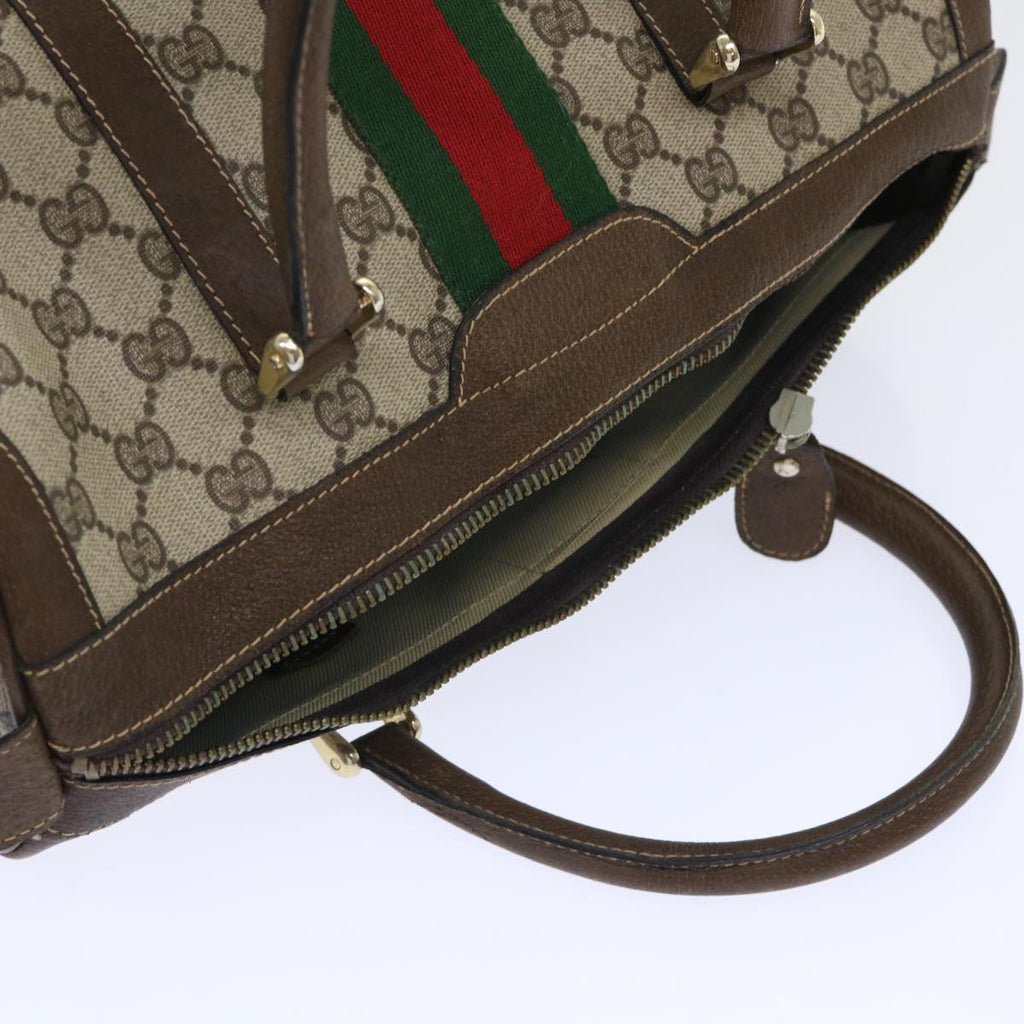 GUCCI GG Canvas Web Sherry Line Boston Bag PVC Leather Beige Red 50517