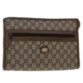 GUCCI PLUS GG Canvas Clutch Bag PVC Leather Beige 50530