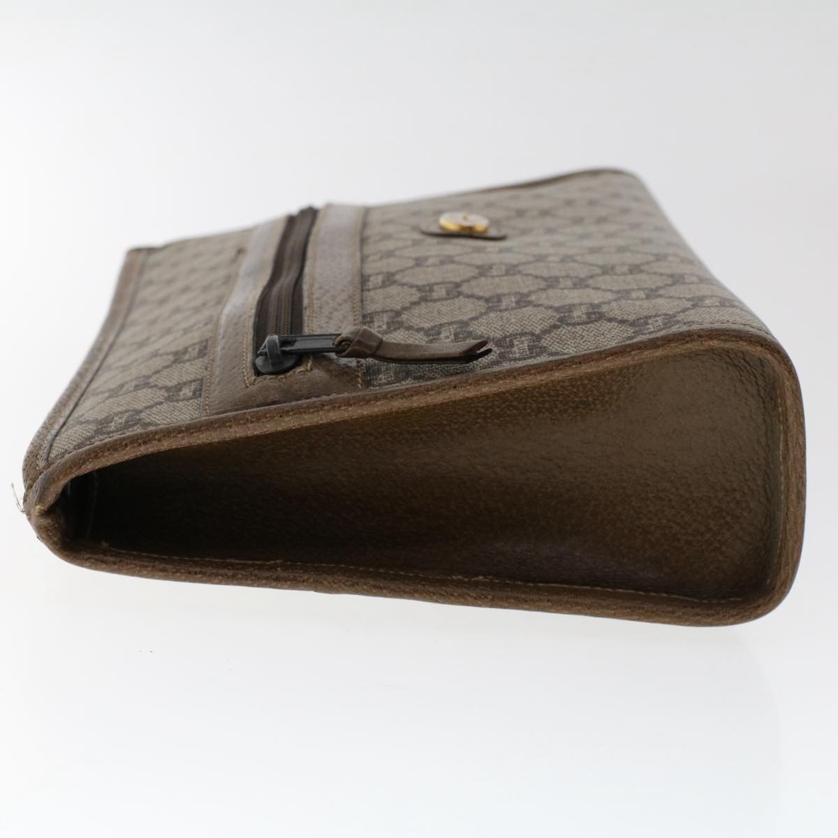 GUCCI PLUS GG Canvas Clutch Bag PVC Leather Beige 50530