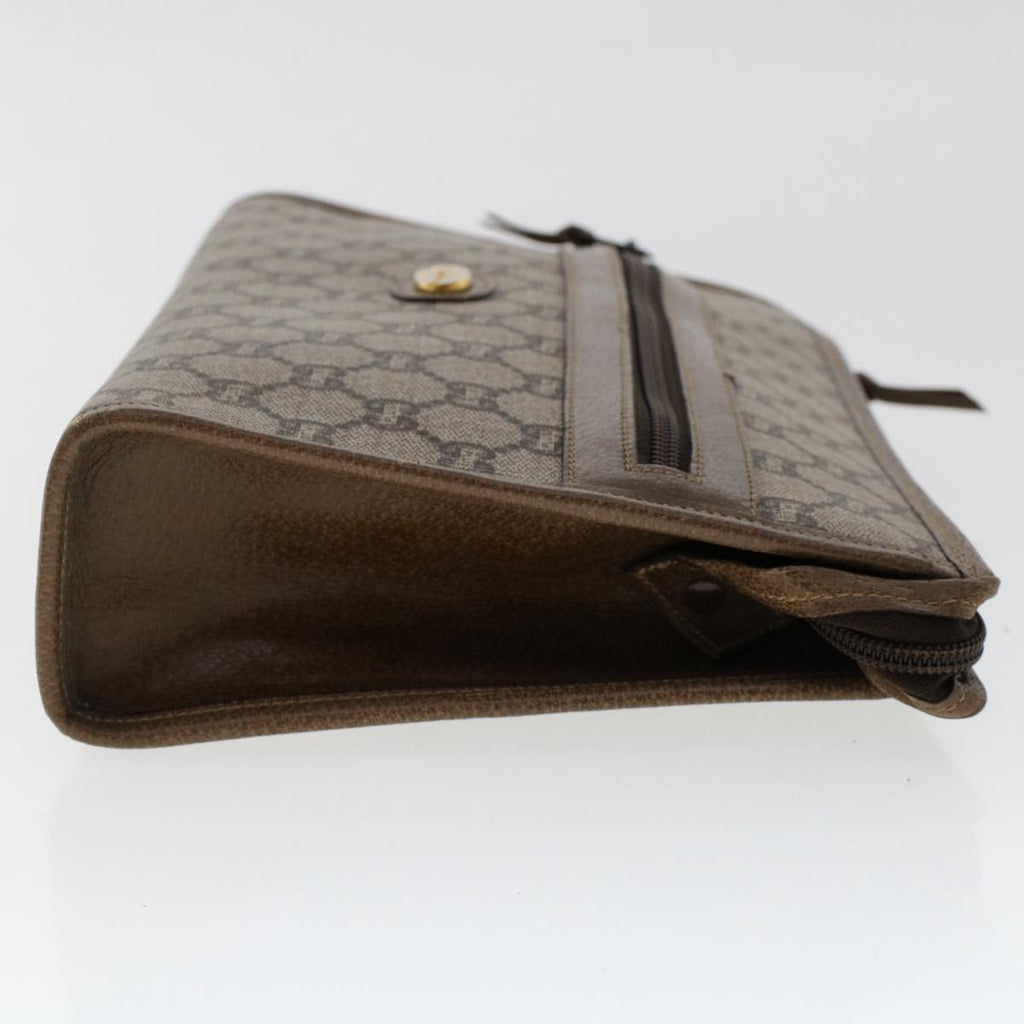 GUCCI PLUS GG Canvas Clutch Bag PVC Leather Beige 50530