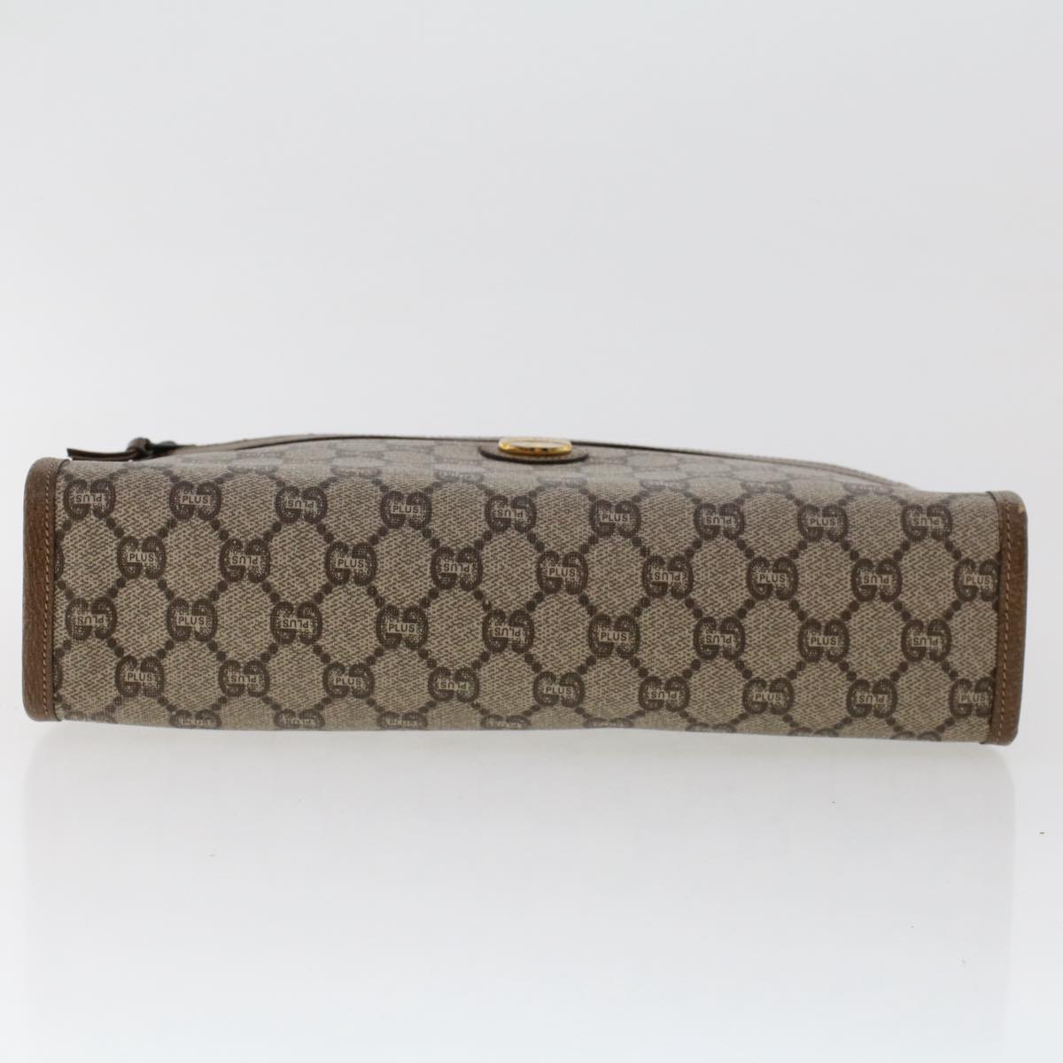 GUCCI PLUS GG Canvas Clutch Bag PVC Leather Beige 50530