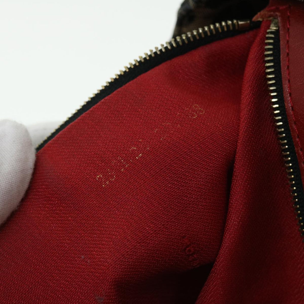 FENDI Leopard Hand Bag Nylon Leather Brown Red 50533