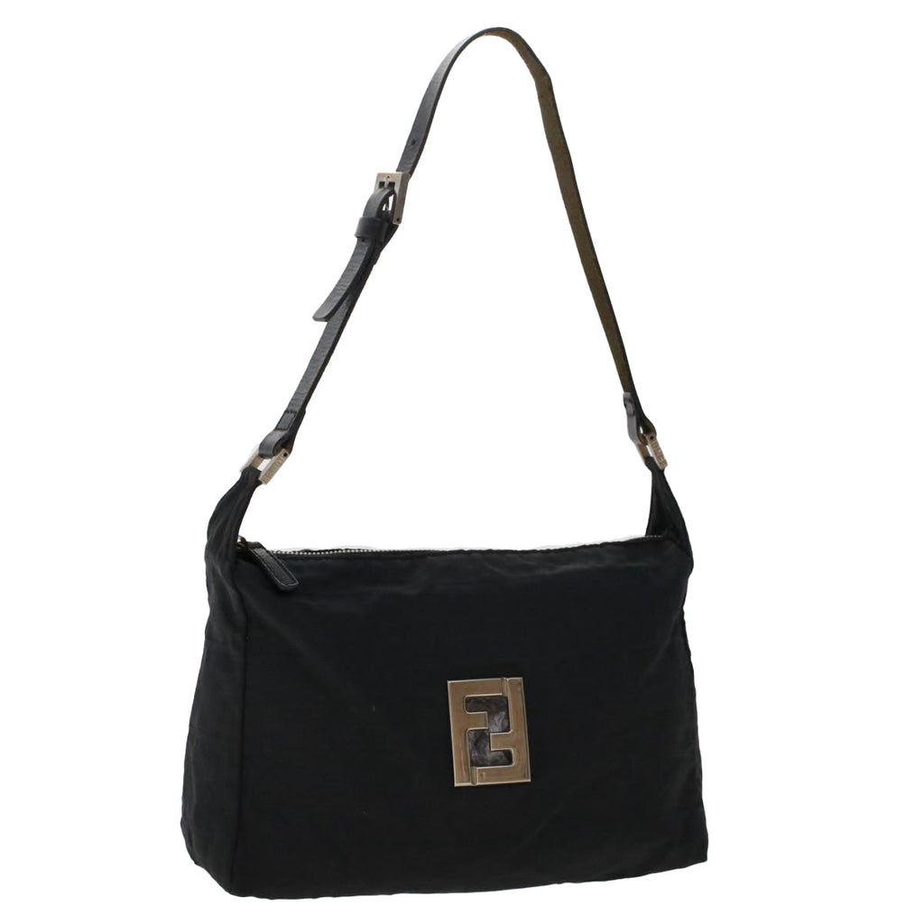 FENDI Zucca Canvas Shoulder Bag Nylon Black 50534