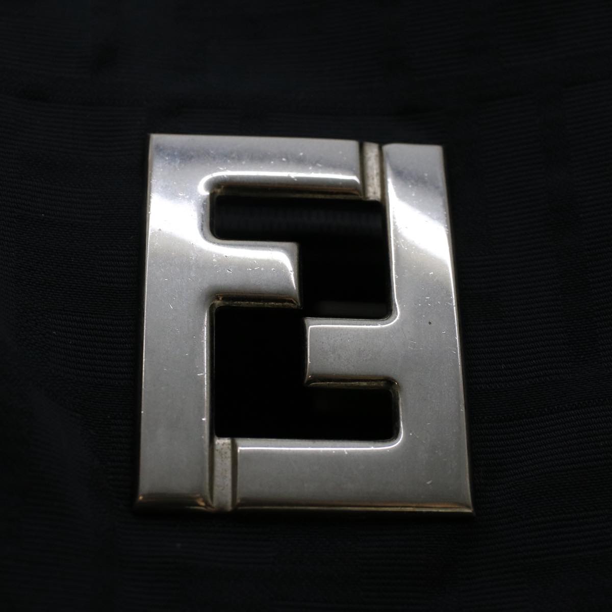 FENDI Zucca Canvas Shoulder Bag Nylon Black 50534