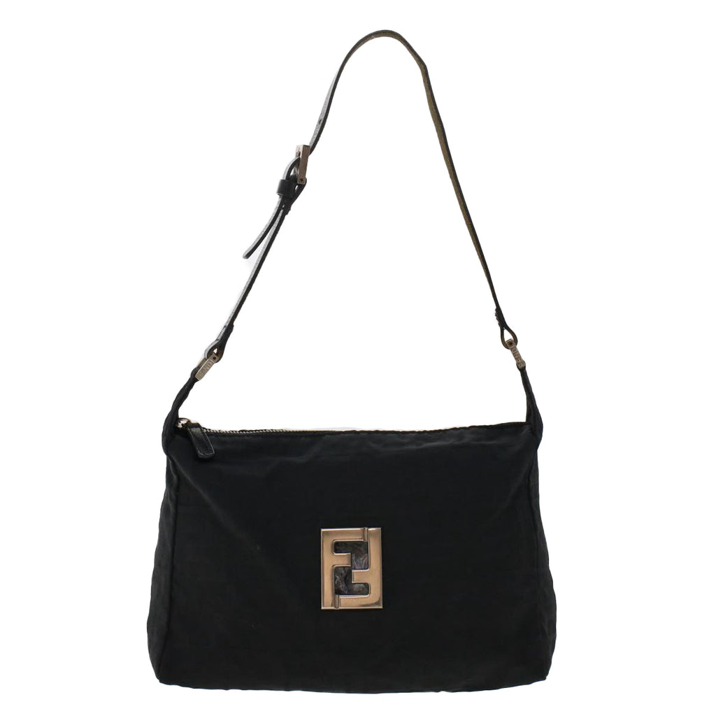FENDI Zucca Canvas Shoulder Bag Nylon Black 50534