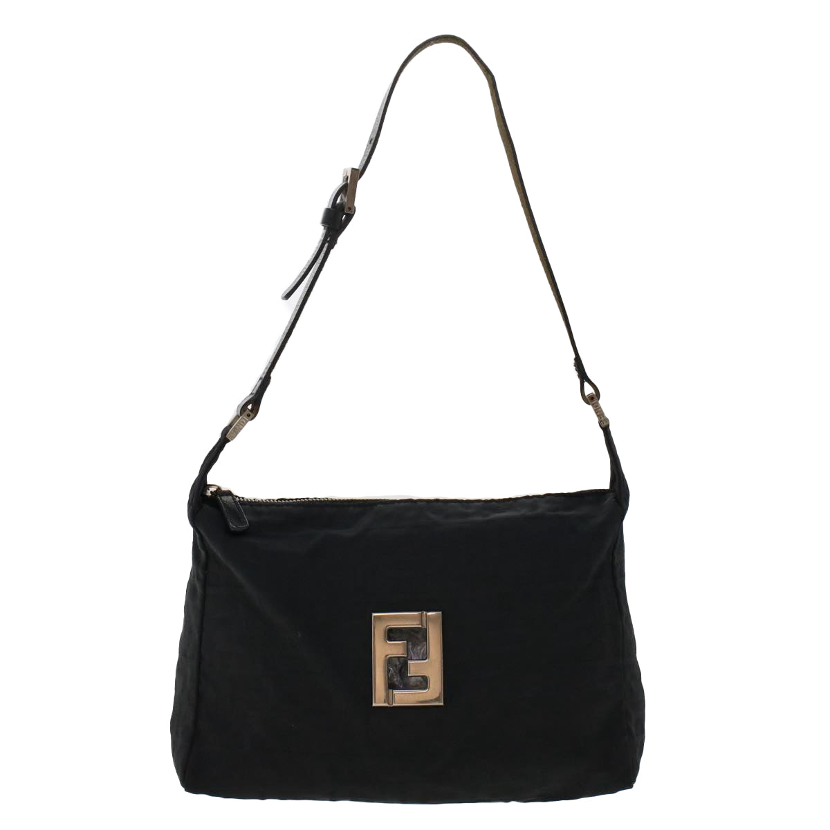 FENDI Zucca Canvas Shoulder Bag Nylon Black 50534