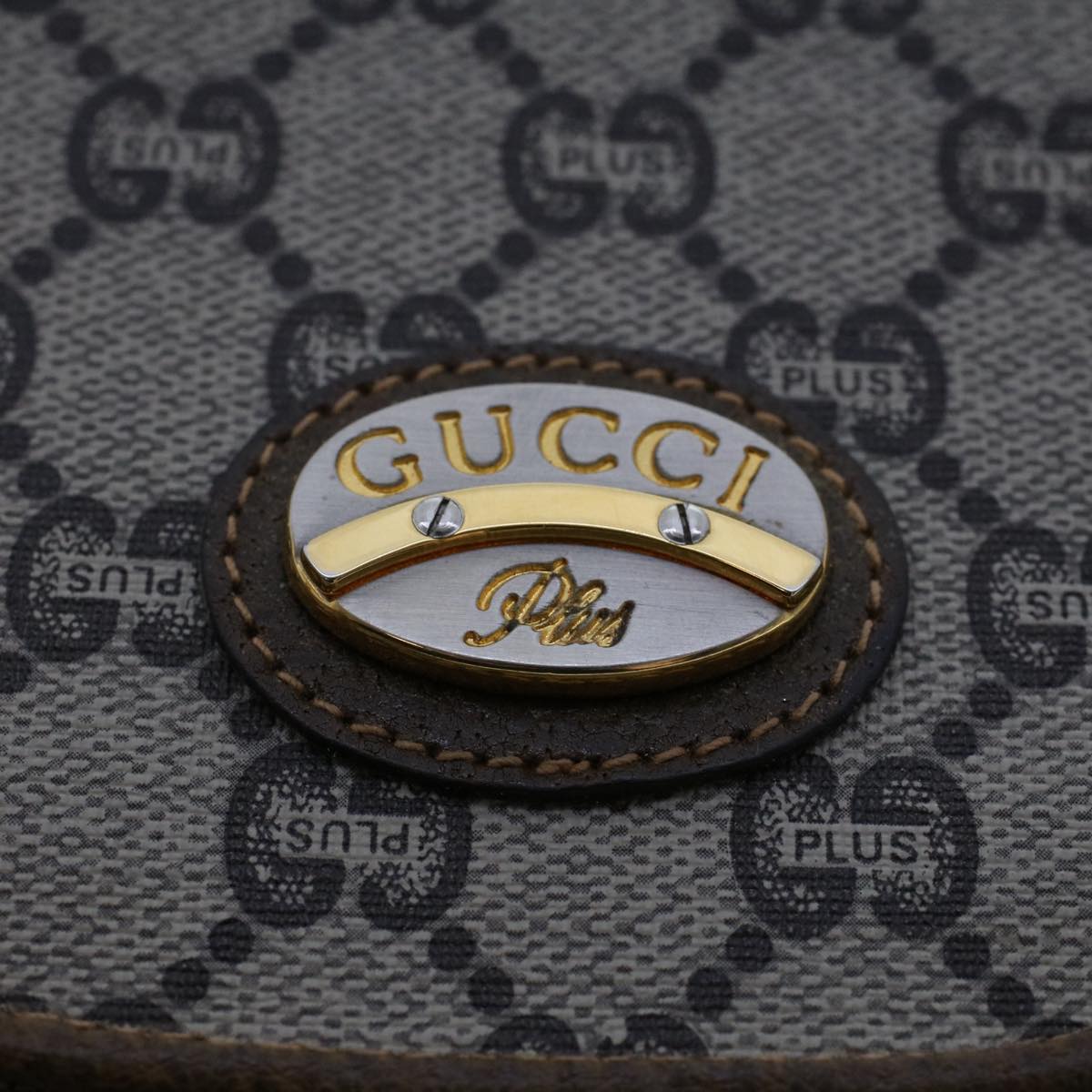 GUCCI PLUS GG Canvas Shoulder Bag PVC Leather Beige 50535