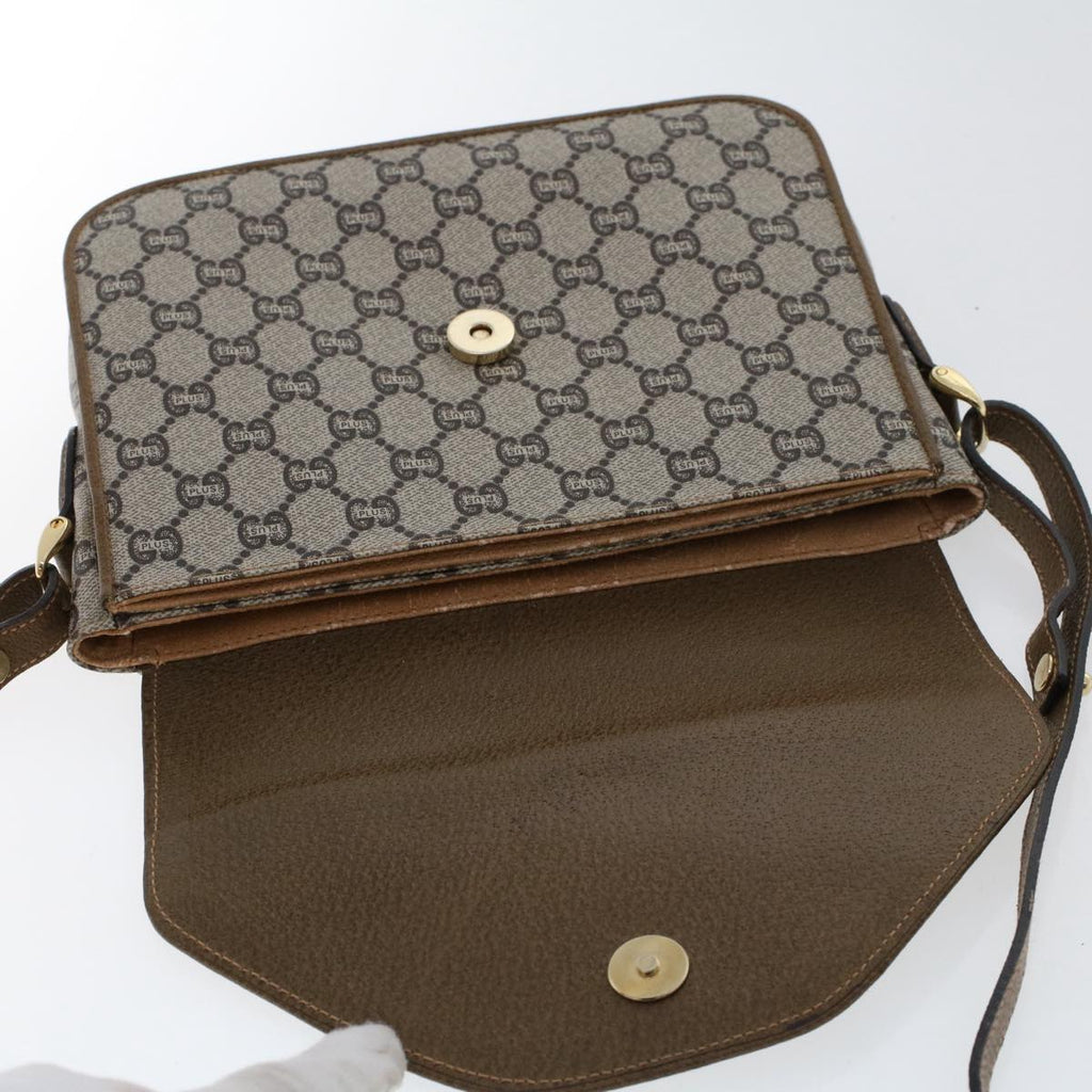 GUCCI PLUS GG Canvas Shoulder Bag PVC Leather Beige 50535