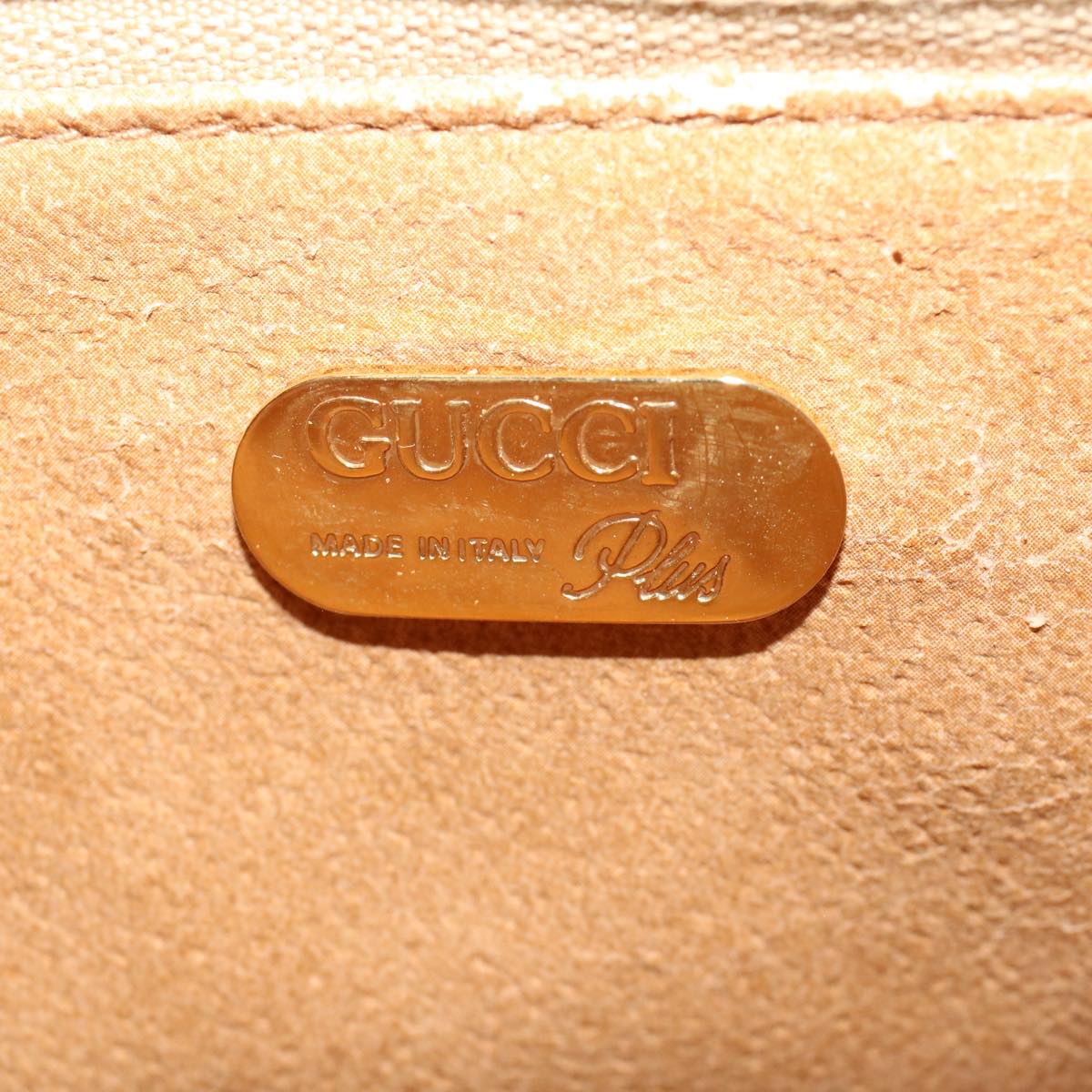 GUCCI PLUS GG Canvas Shoulder Bag PVC Leather Beige 50535