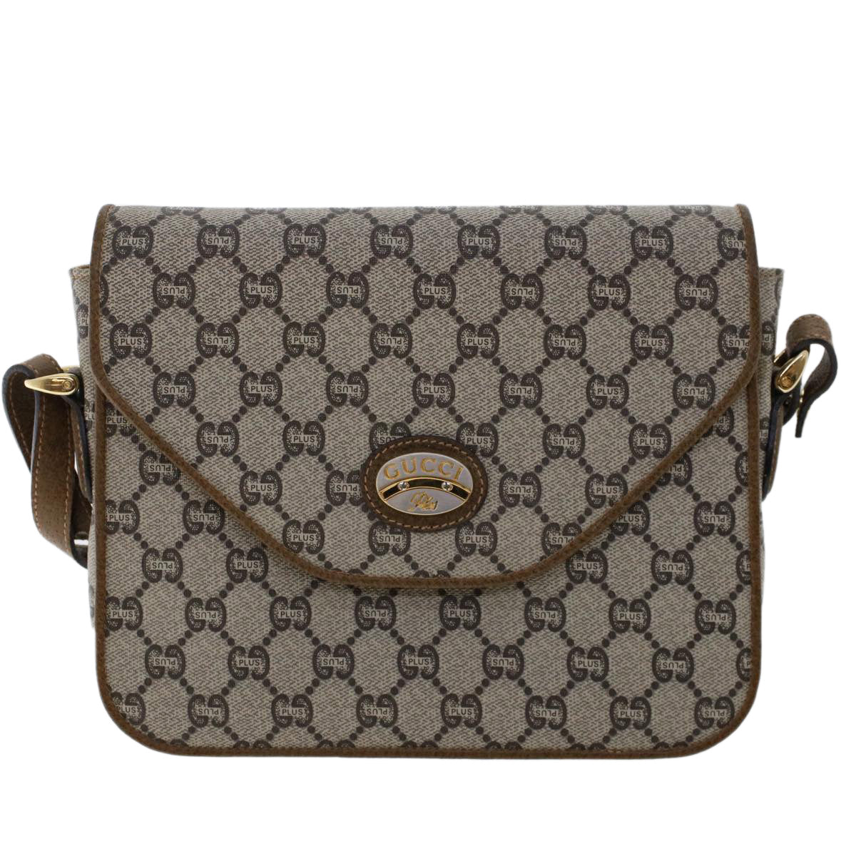 GUCCI PLUS GG Canvas Shoulder Bag PVC Leather Beige 50535