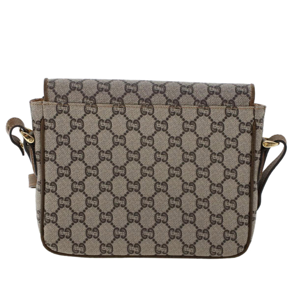 GUCCI PLUS GG Canvas Shoulder Bag PVC Leather Beige 50535
