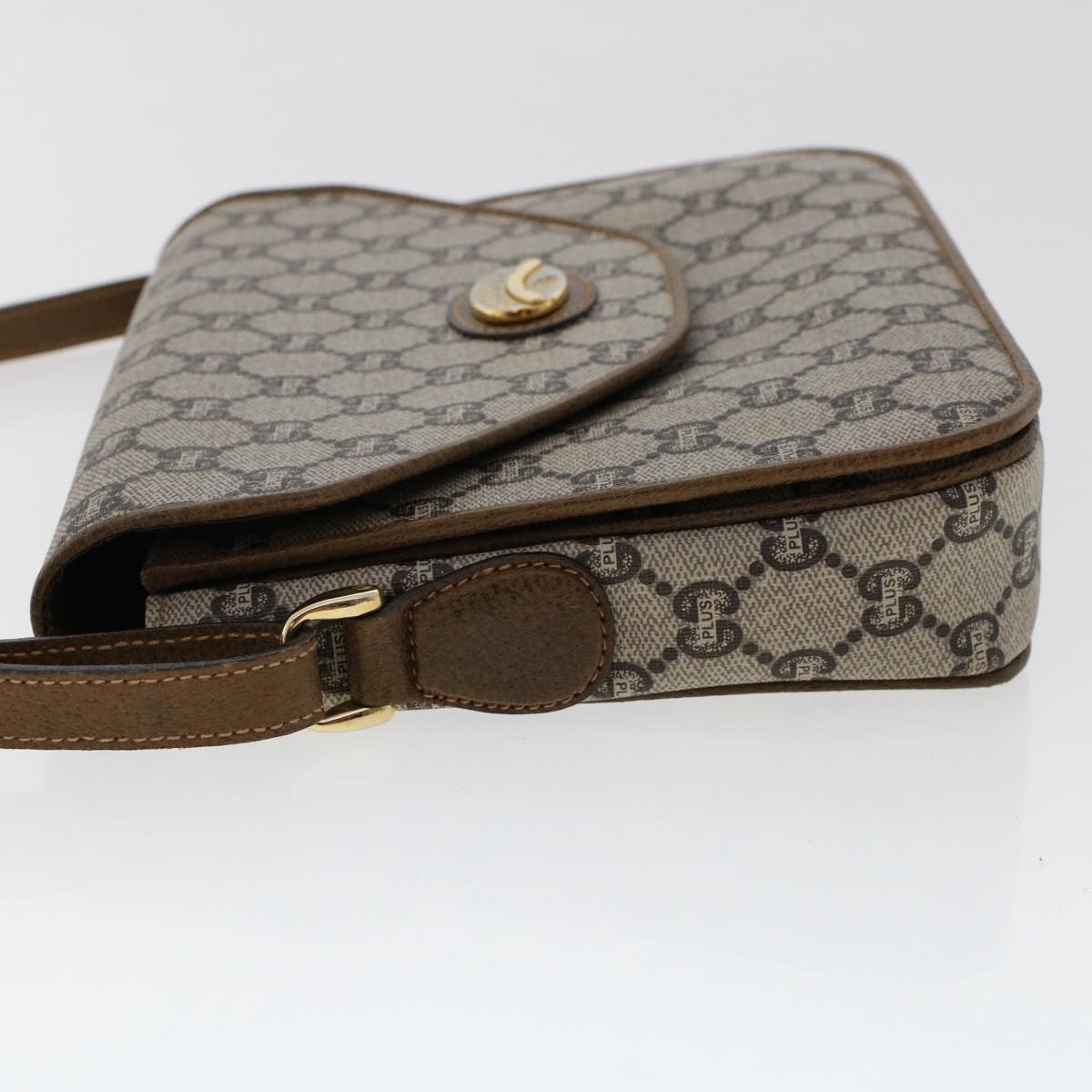 GUCCI PLUS GG Canvas Shoulder Bag PVC Leather Beige 50535