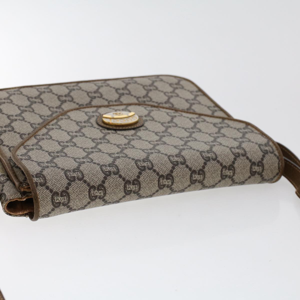 GUCCI PLUS GG Canvas Shoulder Bag PVC Leather Beige 50535