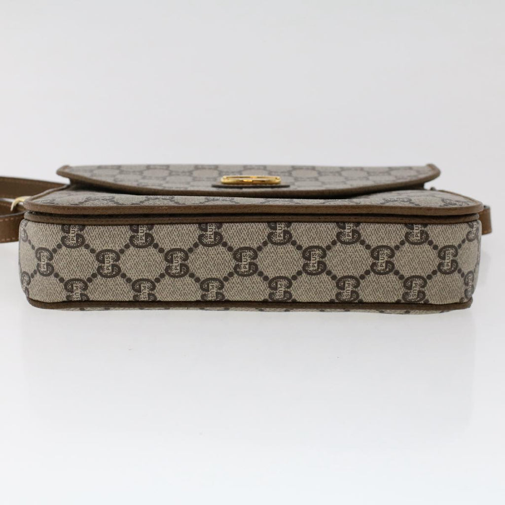 GUCCI PLUS GG Canvas Shoulder Bag PVC Leather Beige 50535