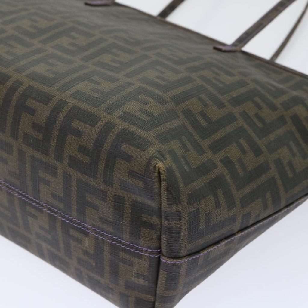FENDI Zucca Canvas Tote Bag PVC Leather Brown Black 50536