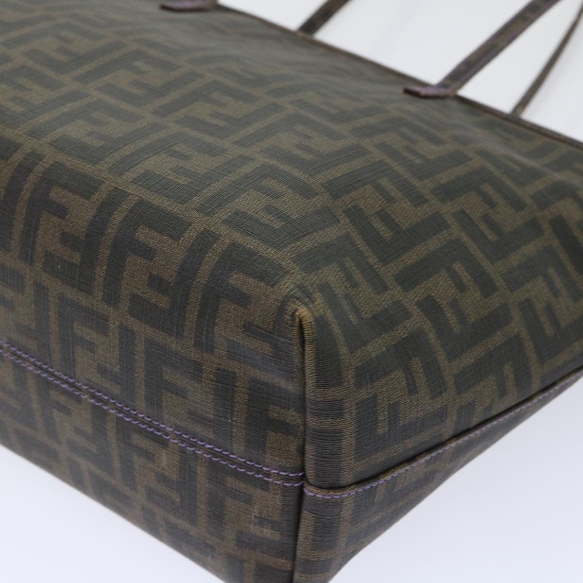 FENDI Zucca Canvas Tote Bag PVC Leather Brown Black 50536