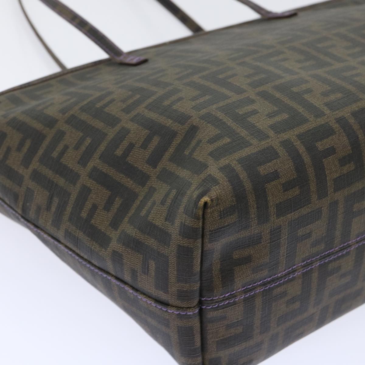 FENDI Zucca Canvas Tote Bag PVC Leather Brown Black 50536