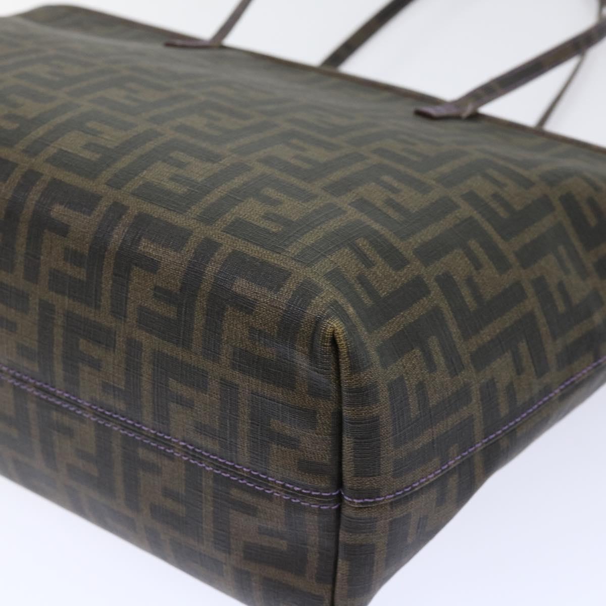 FENDI Zucca Canvas Tote Bag PVC Leather Brown Black 50536